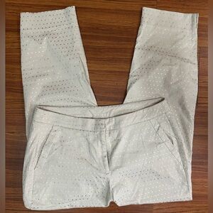 Lane Bryant Women’s Tan Pants with Gold Teardrop Polka Dots - Size 14